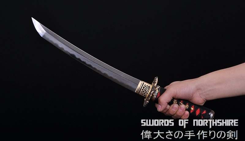 Gyaku-Kobuse Clay Tempered 1095 High Carbon Steel + Folded Steel Samurai Tanto Sword