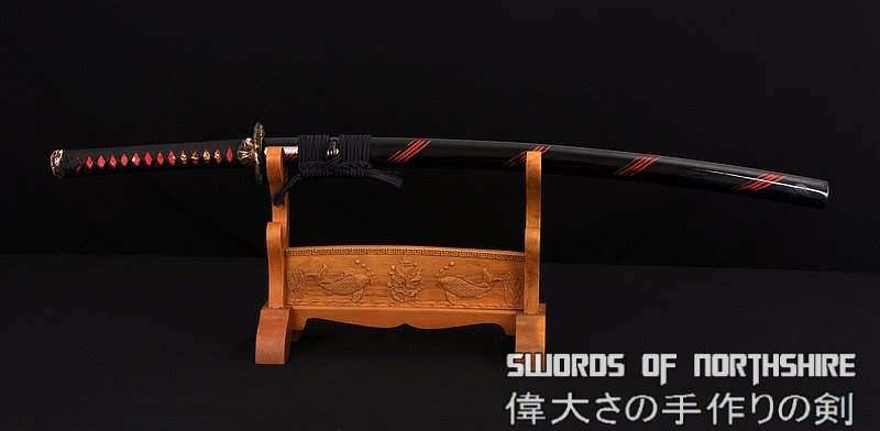 Hand Forged Folded Damascus Steel Clay Tempered Blood Dragon Samurai Katana Sword