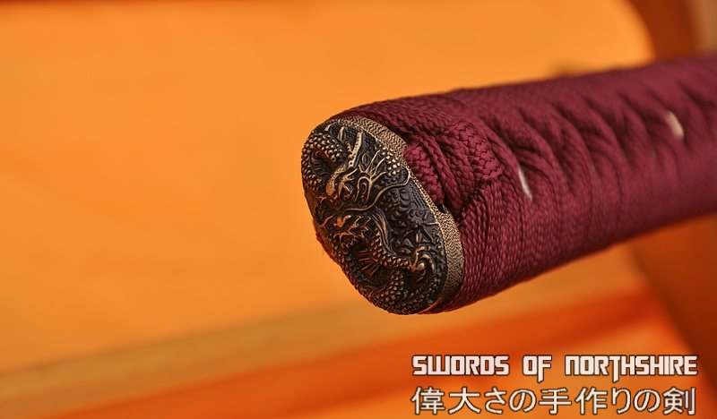 Hand Forged Folded Damascus Steel Clay Tempered Blood Dragon Katana Samurai Sword