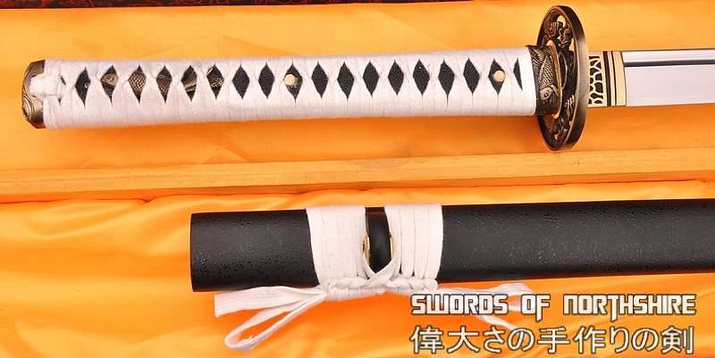 Hand Forged 1095 High Carbon Steel Clay Tempered Koi Fish Samurai Chokuto Ninja Sword