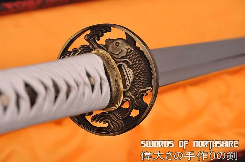 Hand Forged 1095 High Carbon Steel Clay Tempered Koi Fish Samurai