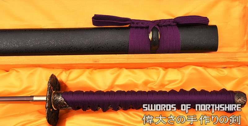 Hand Forged Black and Red Folded Damascus Steel Kiriha-Zukuri Samurai Ninja Sword