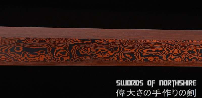 Hand Forged Black and Red Folded Damascus Steel Kiriha-Zukuri Samurai Ninja Sword