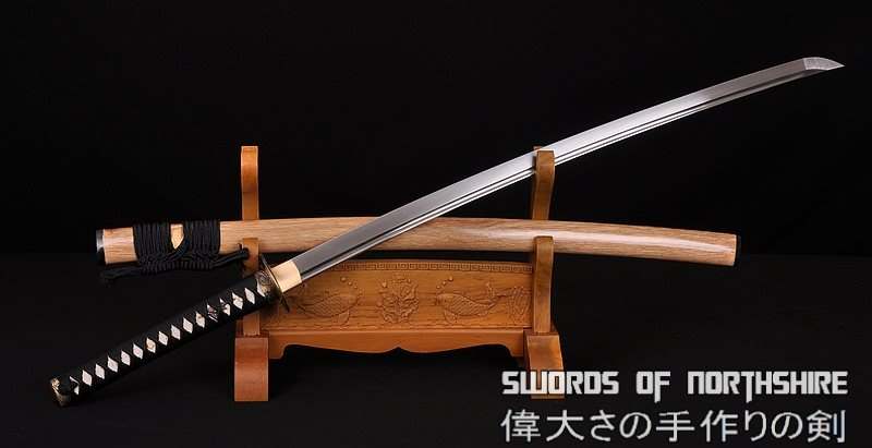 Full Tang Ladder Pattern Damascus Steel Blade Sharp Japanese Sword Katana  #2806