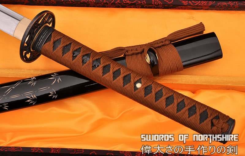 Hand Forged Folded Damascus Steel Blade Bamboo Samurai Katana Sword