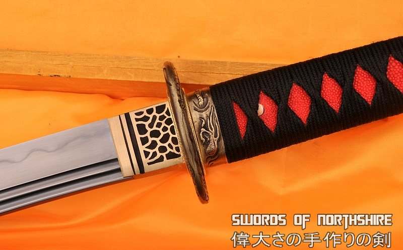 Hand Forged Folded Damascus Steel Clay Tempered Musashi Dragon