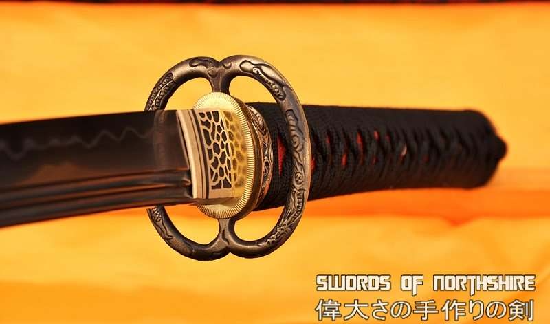 Hand Forged Folded Damascus Steel Clay Tempered Musashi Dragon