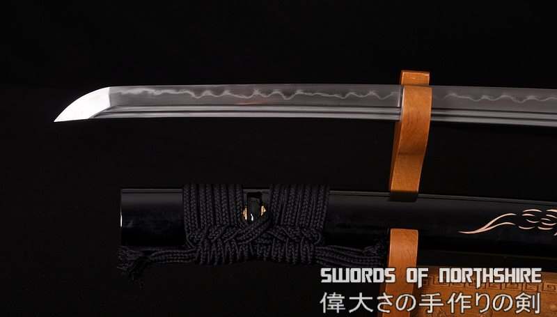 Hand Forged Folded Damascus Steel Clay Tempered Dragon Carving Samurai Katana Sword