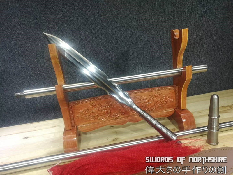 Chinese Qiang Spear Martial Arts Hand Forged Folded Damascus Steel Elite Military Weapon