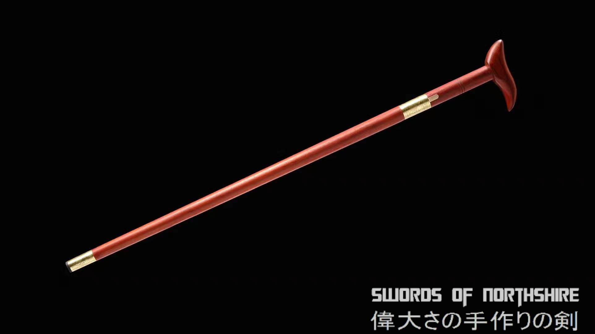 Walking Stick Cane Sword Folded Steel Blade Hiking Lock Mechanism Rosewood Trekking Jian