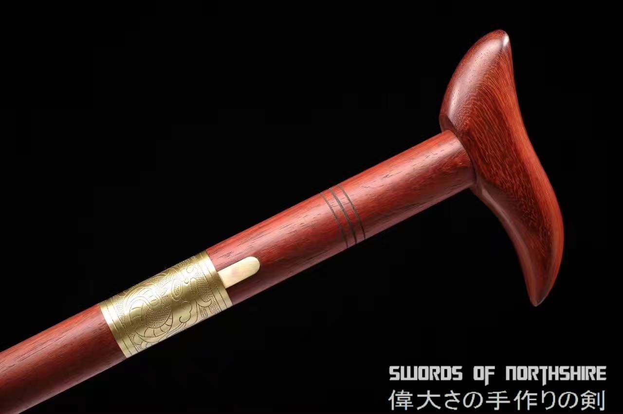 Walking Stick Cane Sword Folded Steel Blade Hiking Lock Mechanism Rosewood Trekking Jian