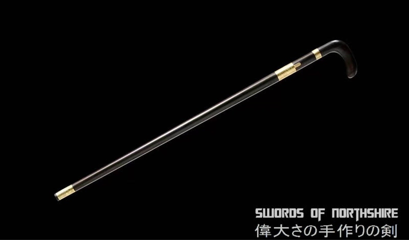 Walking Stick Cane Sword Folded Damascus Steel Blade Lock Mechanism Ergonomic Handle