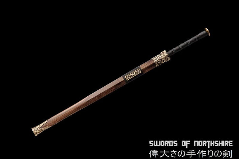 Clay Tempered Folded Damascus Steel Sword Hand Forged Blade Battle Ready Tai Chi Han Jian