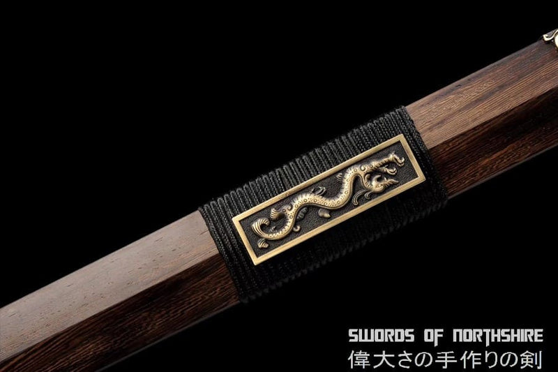 Clay Tempered Folded Damascus Steel Sword Hand Forged Blade Battle Ready Tai Chi Han Jian