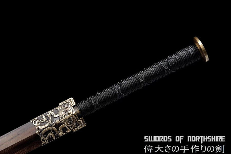 Clay Tempered Folded Damascus Steel Sword Hand Forged Blade Battle Ready Tai Chi Han Jian