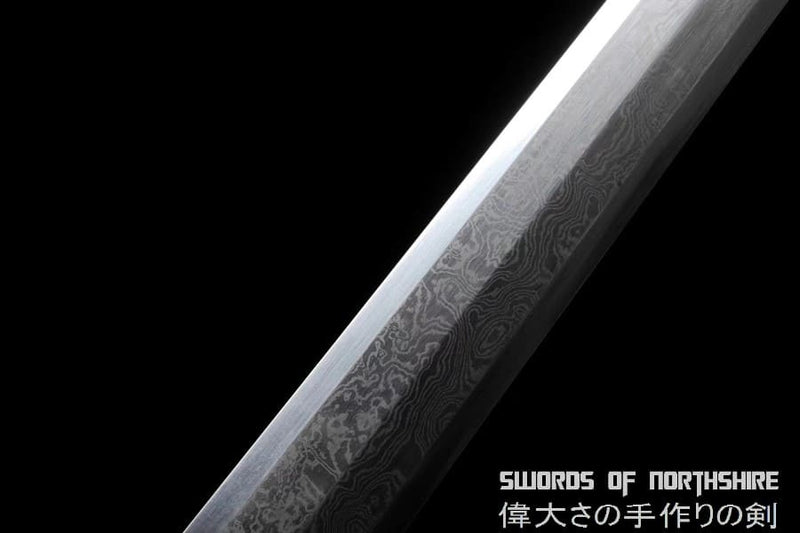 Warring States Jian Hand Forged Folded Damascus Steel Blade Battle Ready Chinese Sword