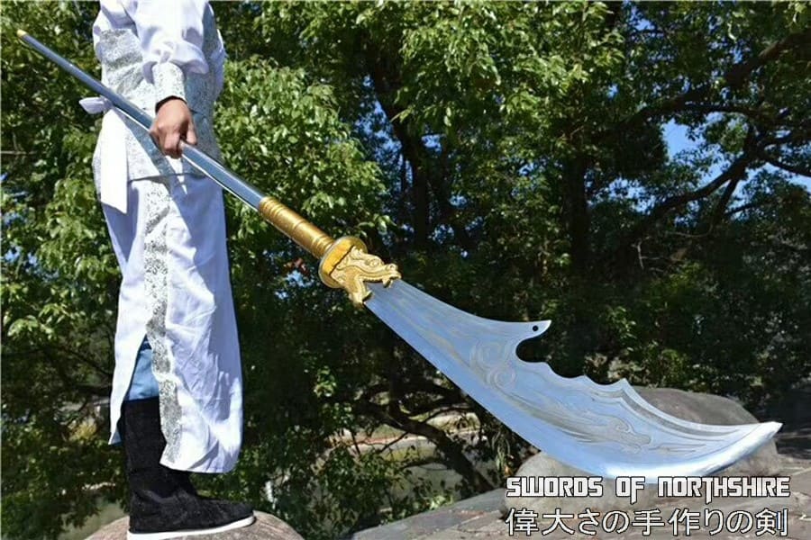 Hand Forged Guan Dao 1095 Carbon Steel Chinese Dragon Guan Yu Crescent Moon Guandao