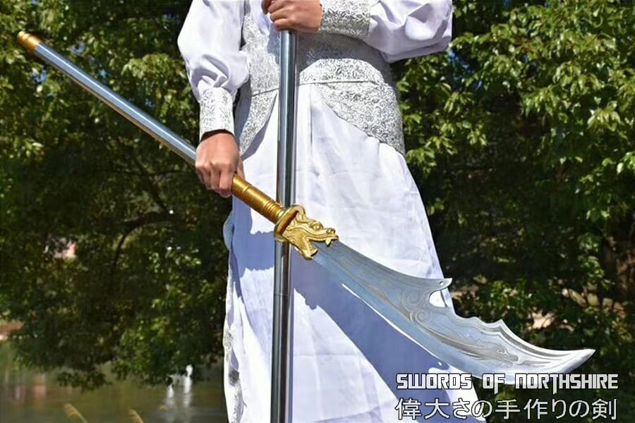 Hand Forged Guan Dao 1095 Carbon Steel Chinese Dragon Guan Yu Crescent Moon Guandao