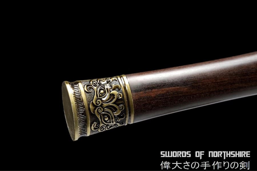 Warring States Jian Hand Forged Folded Damascus Steel Blade Battle Ready Chinese Lion Sword