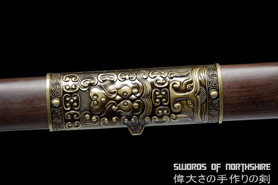 Warring States Jian Hand Forged Folded Damascus Steel Blade Battle Ready Chinese Lion Sword