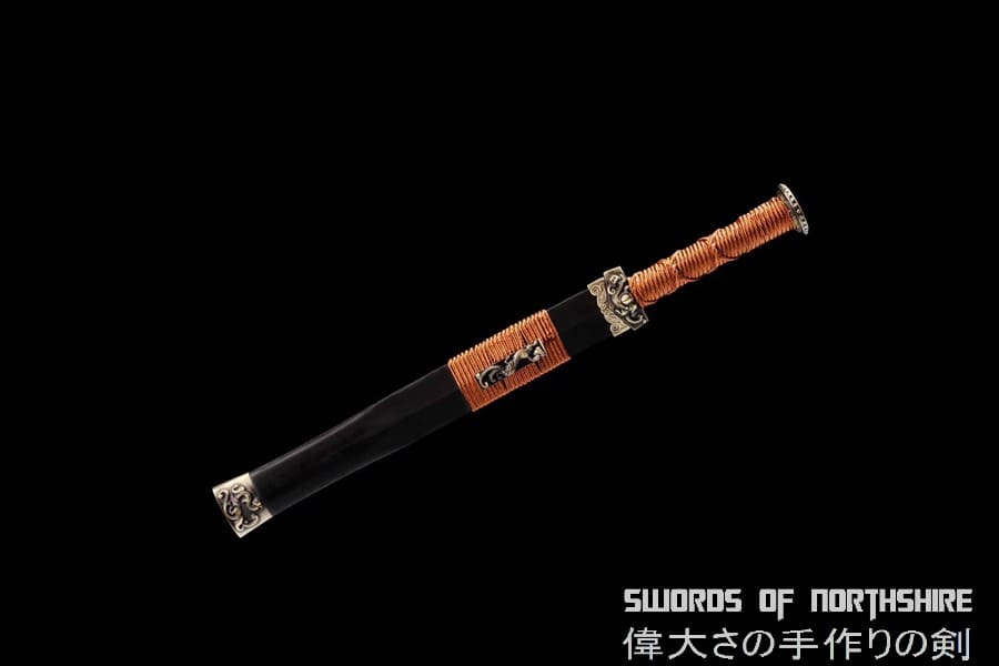 Red Cliff Short Sword Hand Forged Folded Steel Dagger Blade Battle Ready Chinese Jian Knife