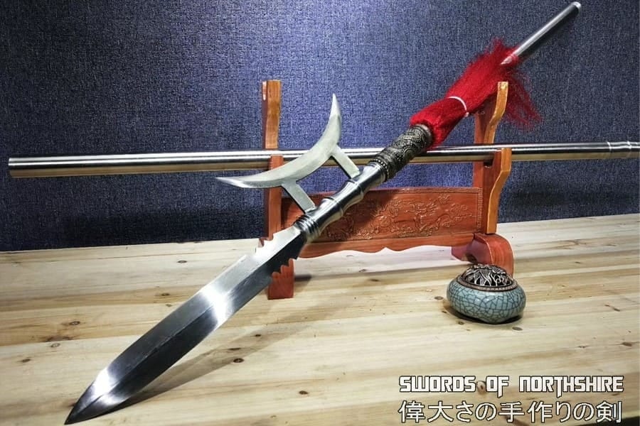 Three Kingdoms Chinese Halberd Qiang Spear Hand Forged Folded Steel ...