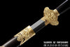 Gold Dragon Jian Hand Forged Folded Damascus Steel Blade Battle Ready Chinese Sword