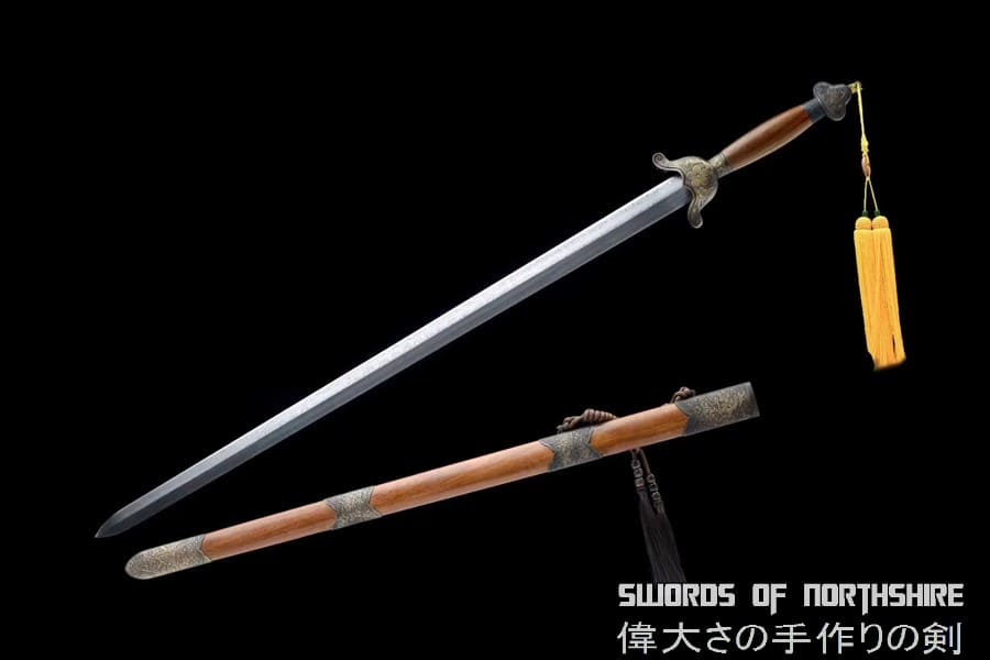 Plum Blossom Jian Hand Forged Folded Damascus Steel Blade Battle Ready Chinese Sword