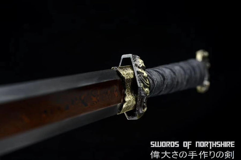 Huan Shou Dao Folded Damascus Steel Blade Battle Ready Chinese Han Dynasty Miaodao Sword