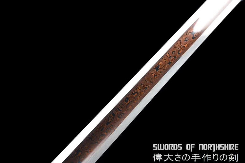 Huan Shou Dao Folded Damascus Steel Blade Battle Ready Chinese Han Dynasty Miaodao Sword
