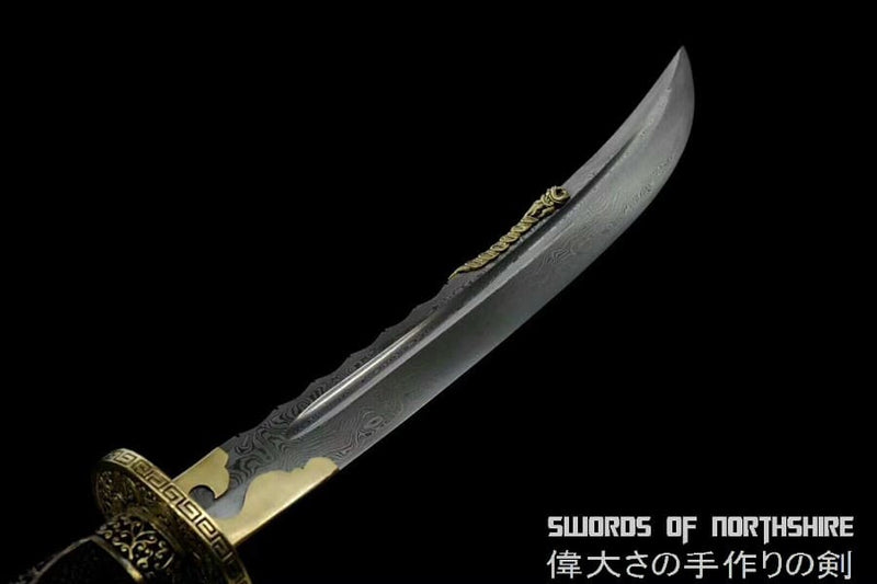 Qing Dao Folded Steel Blade Full Stingray Skin Wrap Chinese Martial Arts Sword Hazuya Polish