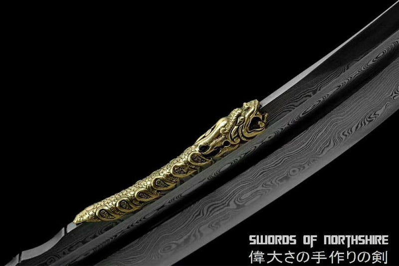 Qing Dao Folded Steel Blade Full Stingray Skin Wrap Chinese Martial Arts Sword Hazuya Polish