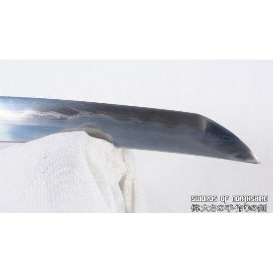 Mother of Pearl & Shell Shirasaya Feather Grain Pattern Hand Forged Folded Steel Tanto Knife