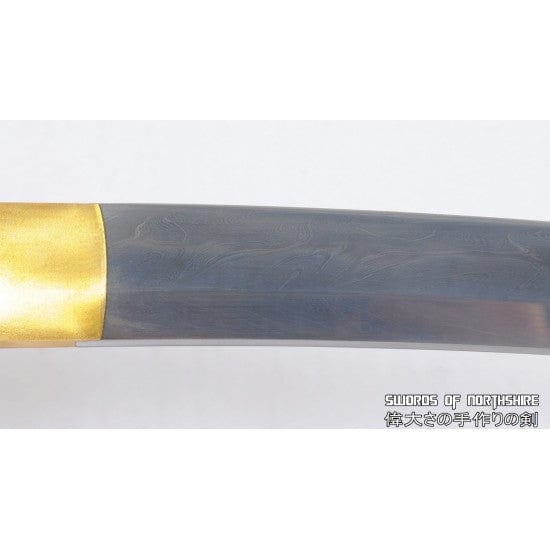 Mother of Pearl & Shell Shirasaya Feather Grain Pattern Hand Forged Folded Steel Tanto Knife