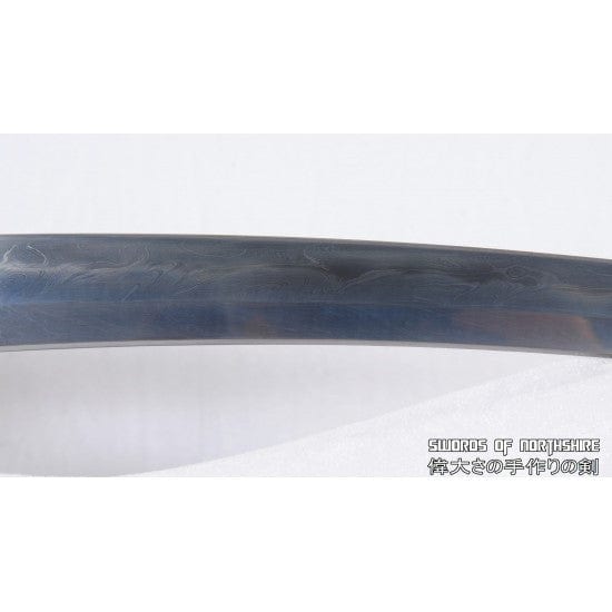 Mother of Pearl & Shell Shirasaya Feather Grain Pattern Hand Forged Folded Steel Tanto Knife