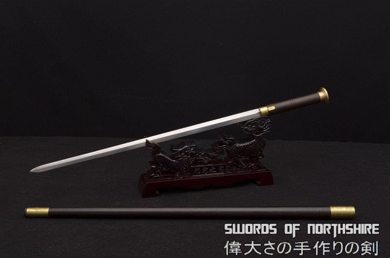 Walking Stick Cane Sword Folded Damascus Steel Hiking Lock