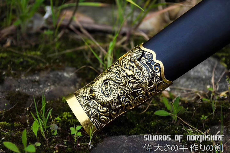 1095 High Carbon Steel Etched Blade Han Jian Gold Dragon Chinese Martial Arts Tai Chi Sword