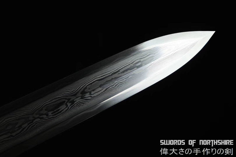 Jade Dragon Qiang Jian Hand Forged Clay Tempered Folded Steel Blade Battle Ready Chinese Jian Sword