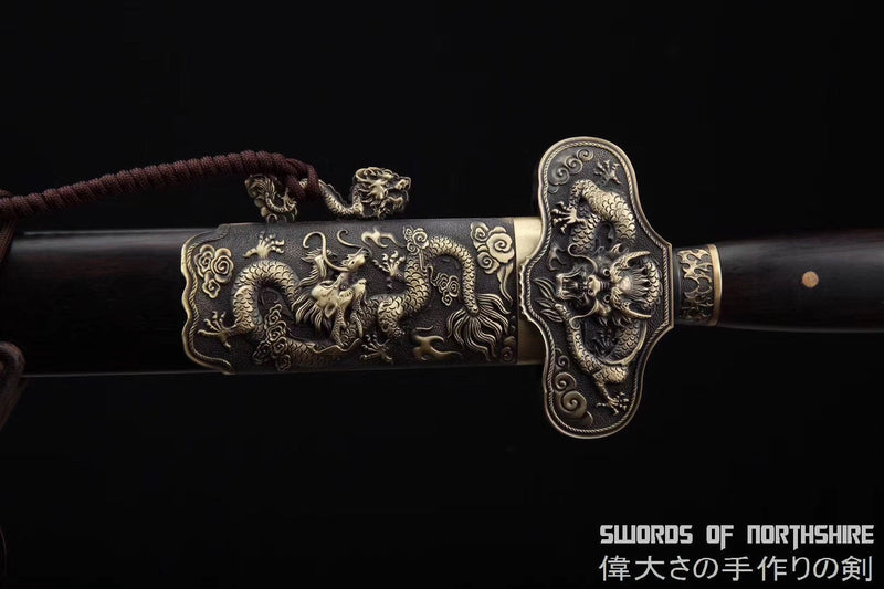 Black Dragon Jian Hand Forged Eight-Sided Folded Steel Blade Battle Ready Tai Chi Sword