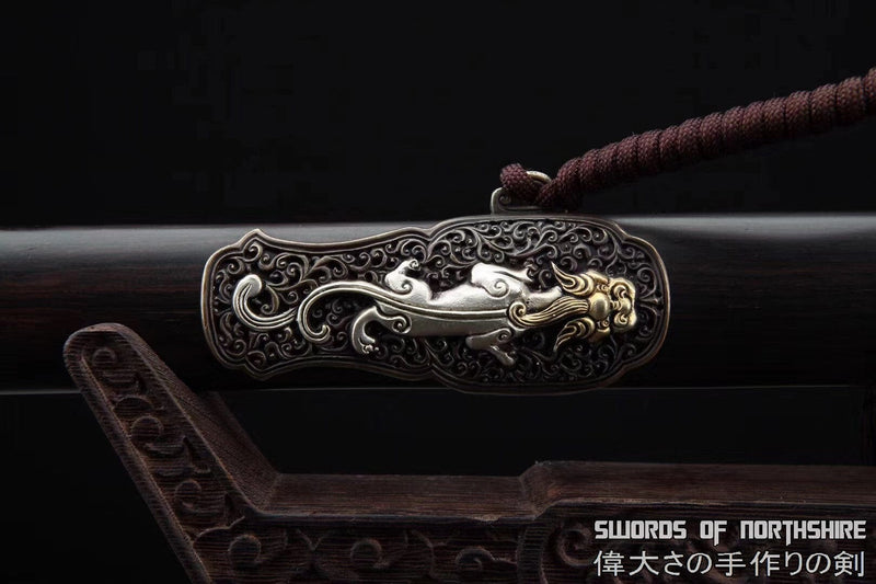 Ebony Dragon Jian Hand Forged Clay Tempered & Folded Steel Blade Battle Ready Chinese Jian Sword