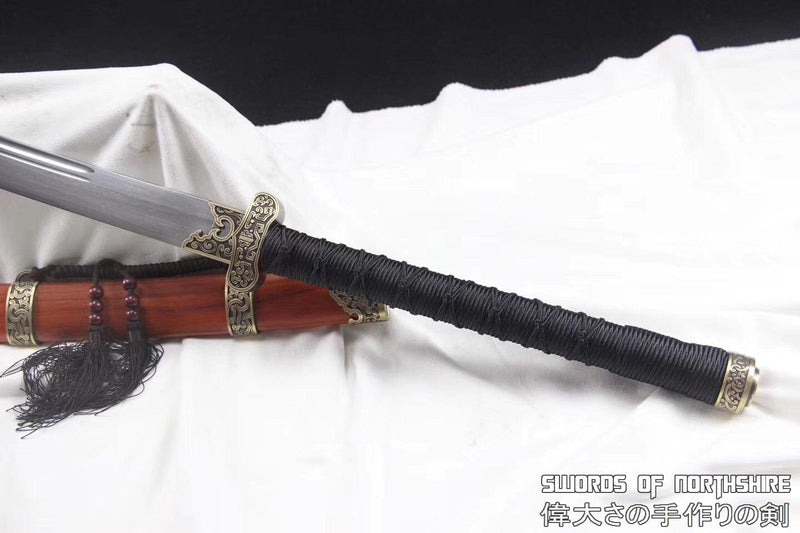 Chinese Dadao Broadsword War Saber Rosewood Sword Hand Forged Folded Damascus Steel Blade