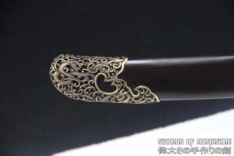 Enchanted Dragon Dao Folded High Carbon Damascus Steel 8,192 Layer Blade Chinese Yulong Baodao Sword