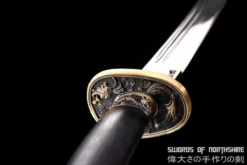 Emperor Qianlong Qing Dynasty Folded Steel Blade Battle Ready Tai Chi Chinese Dao Sword Ebony Wood Scabbard