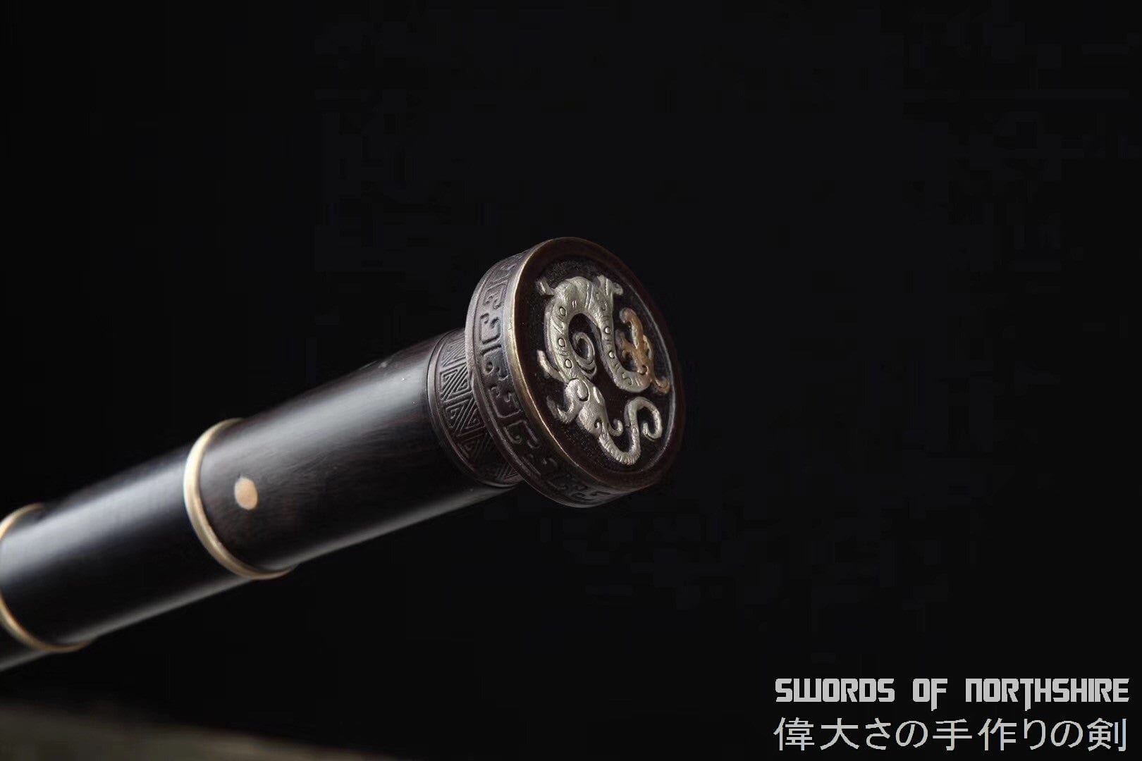 Ebony Wood Clay Tempered & Folded Damascus Steel Han Jian Battle