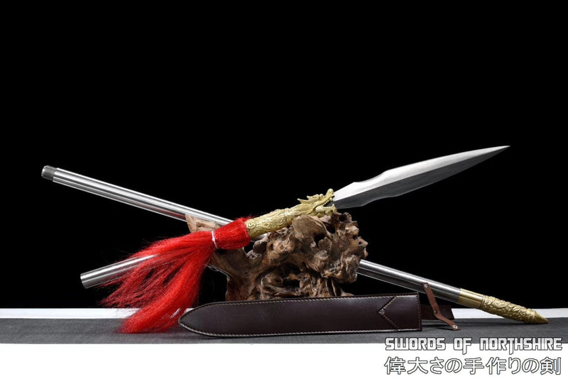 Chinese Dragon Qiang Sword Spear Martial Arts Folded Damascsus Steel Elite Military 79" Lance