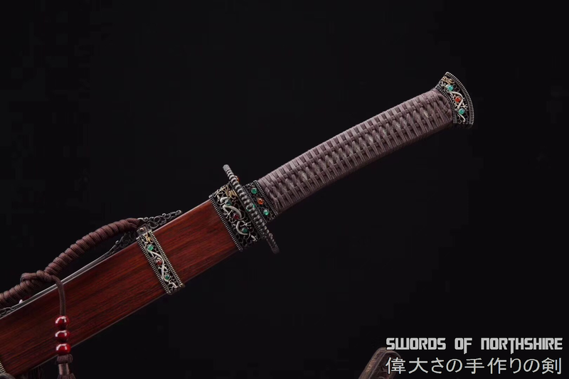 Ming Dynasty Dragon Dao Hand Forged Clay Tempered & Folded Damascus Steel Blade Chinese Sword