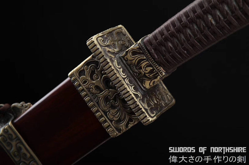 Ming Dynasty Dragon Dao Handmade Folded Damascus Steel Beautiful Hada Blade Chinese Sword