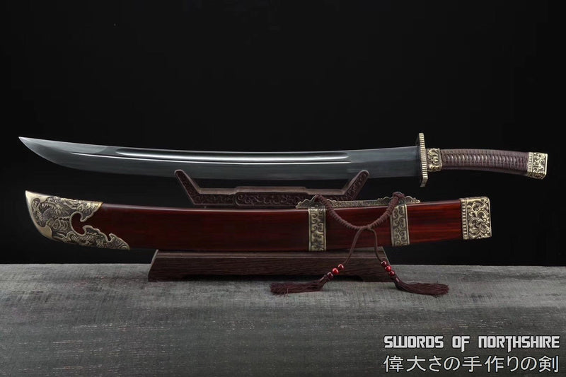 Ming Dynasty Dragon Dao Handmade Folded Damascus Steel Beautiful Hada Blade Chinese Sword