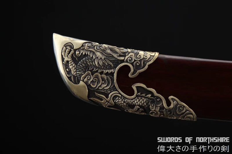 Ming Dynasty Dragon Dao Handmade Folded Damascus Steel Beautiful Hada Blade Chinese Sword