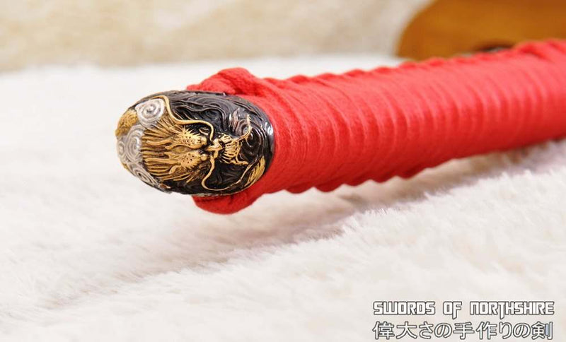 1095 High Carbon Steel Clay Tempered Samurai Dragon Katana Sword